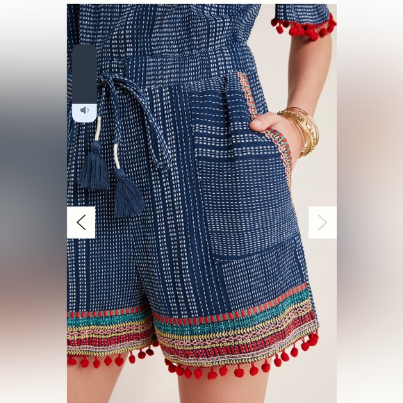 Anthropologie THML Lacey Pommed Off-The-Shoulder Romper Sz XS - Picture 2 of 9